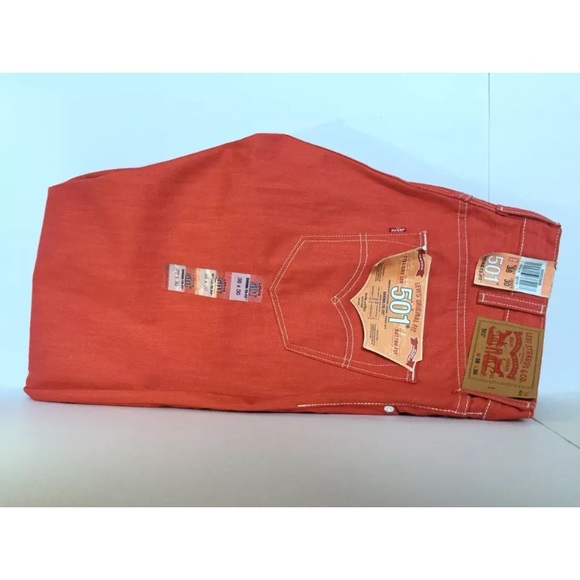 NWT MENS LEVIS STRAUSS 501 DENIM ORANGE JEAN:38x30 - Picture 4 of 8